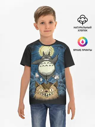 Детская базовая футболка / My Neighbor Totoro кот и заяц