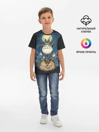 Детская базовая футболка / My Neighbor Totoro кот и заяц