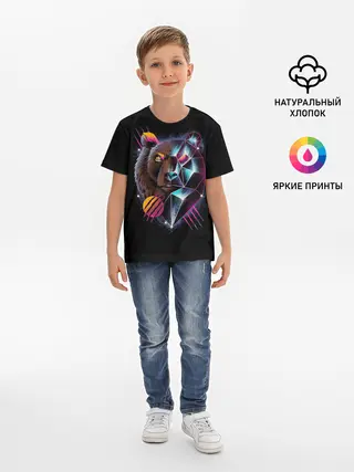 Детская базовая футболка / RETRO CYBER BEAR