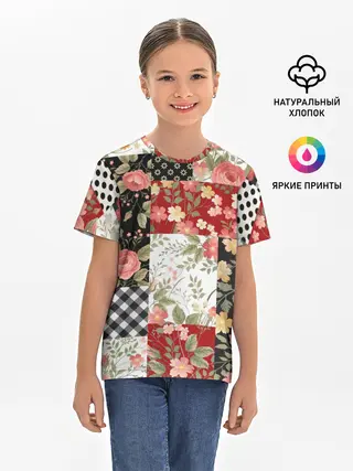 Детская базовая футболка / Лоскутный орнамент