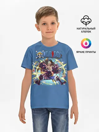 Детская базовая футболка / Атака Луффи взрыв | One Piece