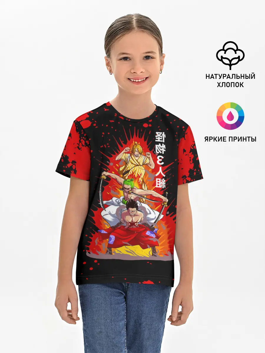 Детская базовая футболка / Санджи, Зоро и Луффи One Piece