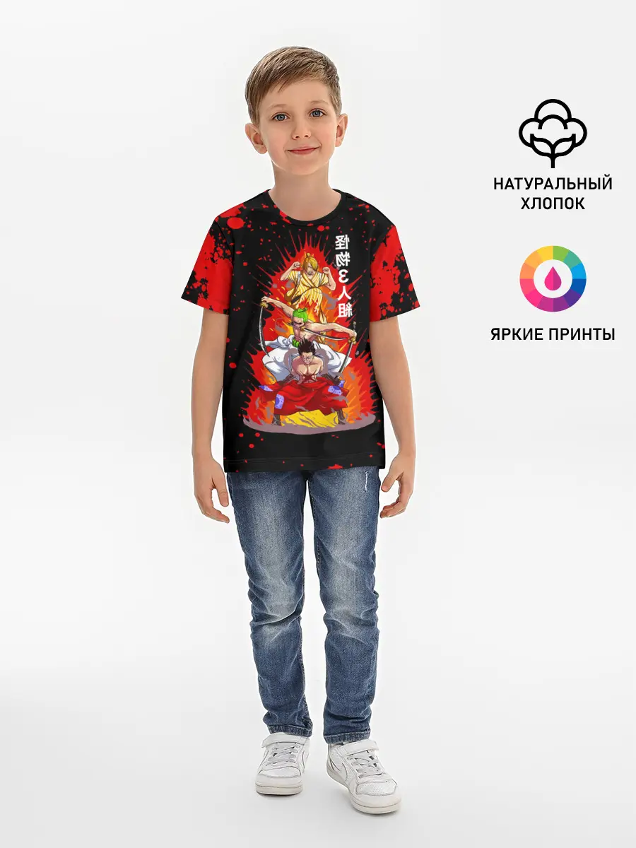 Детская базовая футболка / Санджи, Зоро и Луффи One Piece
