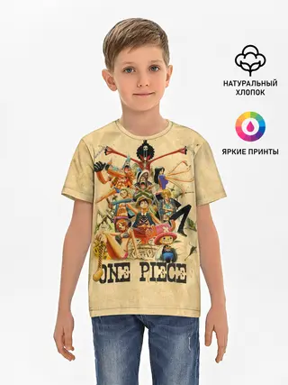 Детская базовая футболка / One Piece пираты Соломенной Шляпы