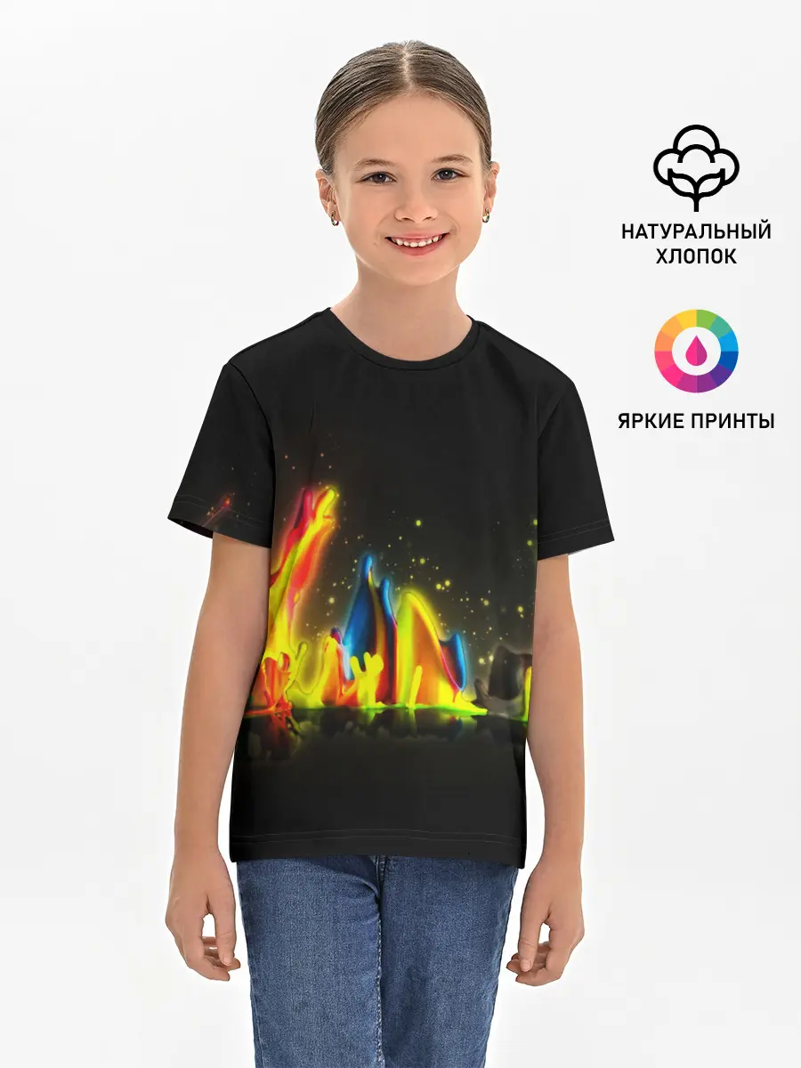Детская базовая футболка / КРАСКИ В НЕОНЕ