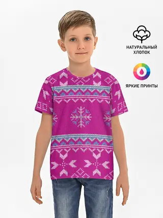 Детская базовая футболка / Свитер со снежинками.