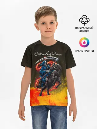 Детская базовая футболка / Children of Bodom | Skeleton on a horse