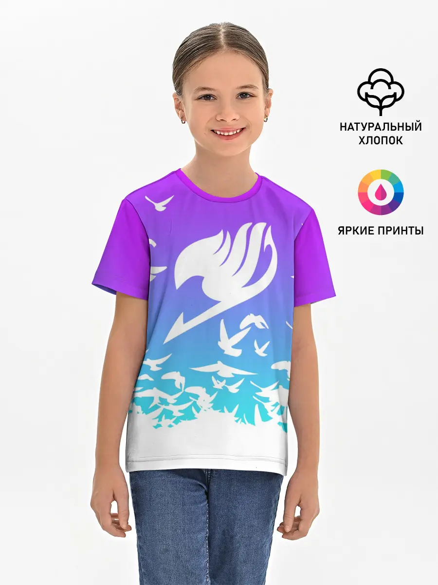 Детская базовая футболка / Фейри Тейл птички