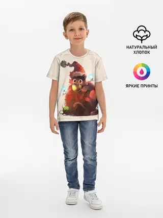 Детская базовая футболка / Новогодний кот