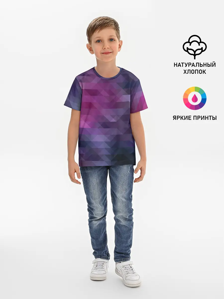 Детская базовая футболка / Фиолетово-бордовый узор