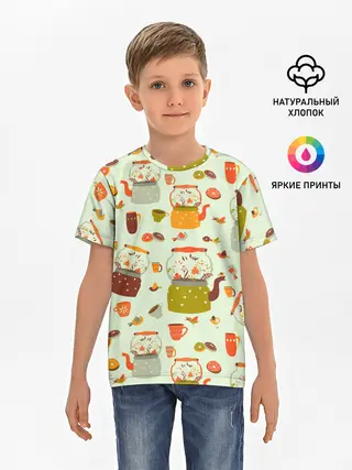 Детская базовая футболка / осенние чаепитие