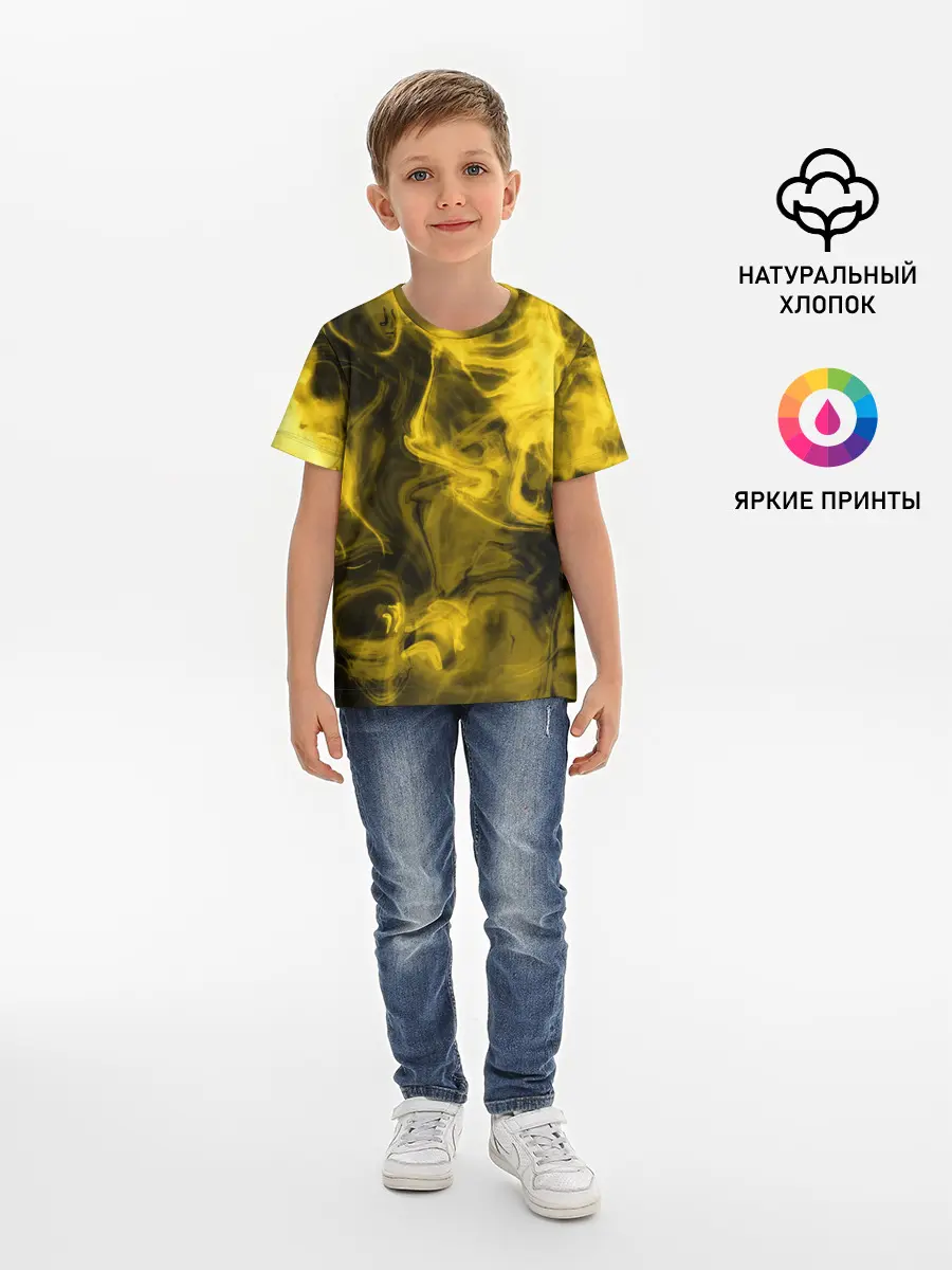 Детская базовая футболка / Желтый Неоновый Дым