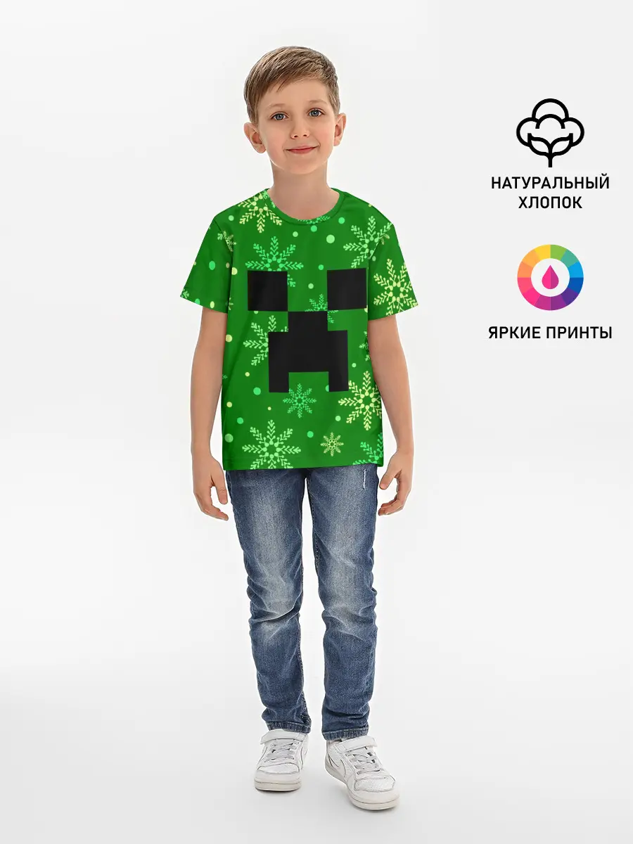 Детская базовая футболка / ЗИМНИЙ MINECRAFT