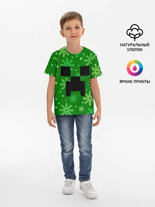 Детская базовая футболка / ЗИМНИЙ MINECRAFT