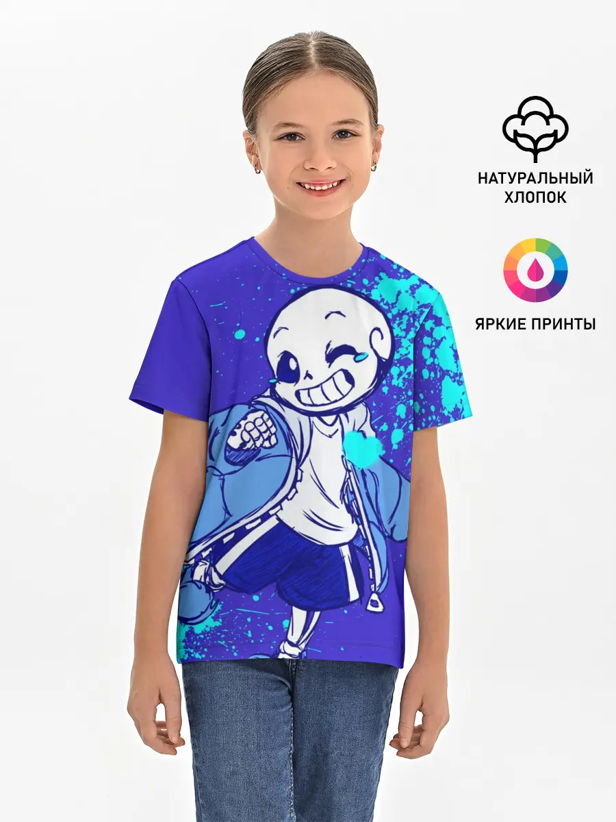 Детская базовая футболка / UNDERTALE SANS BLUE