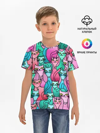 Детская базовая футболка / Выставка котов