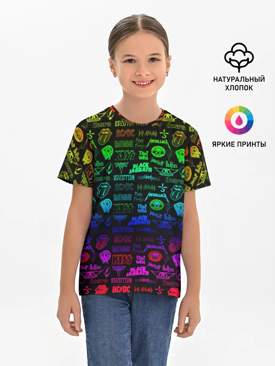 Детская базовая футболка / ЛОГОТИПЫ РОК ГРУППЫ