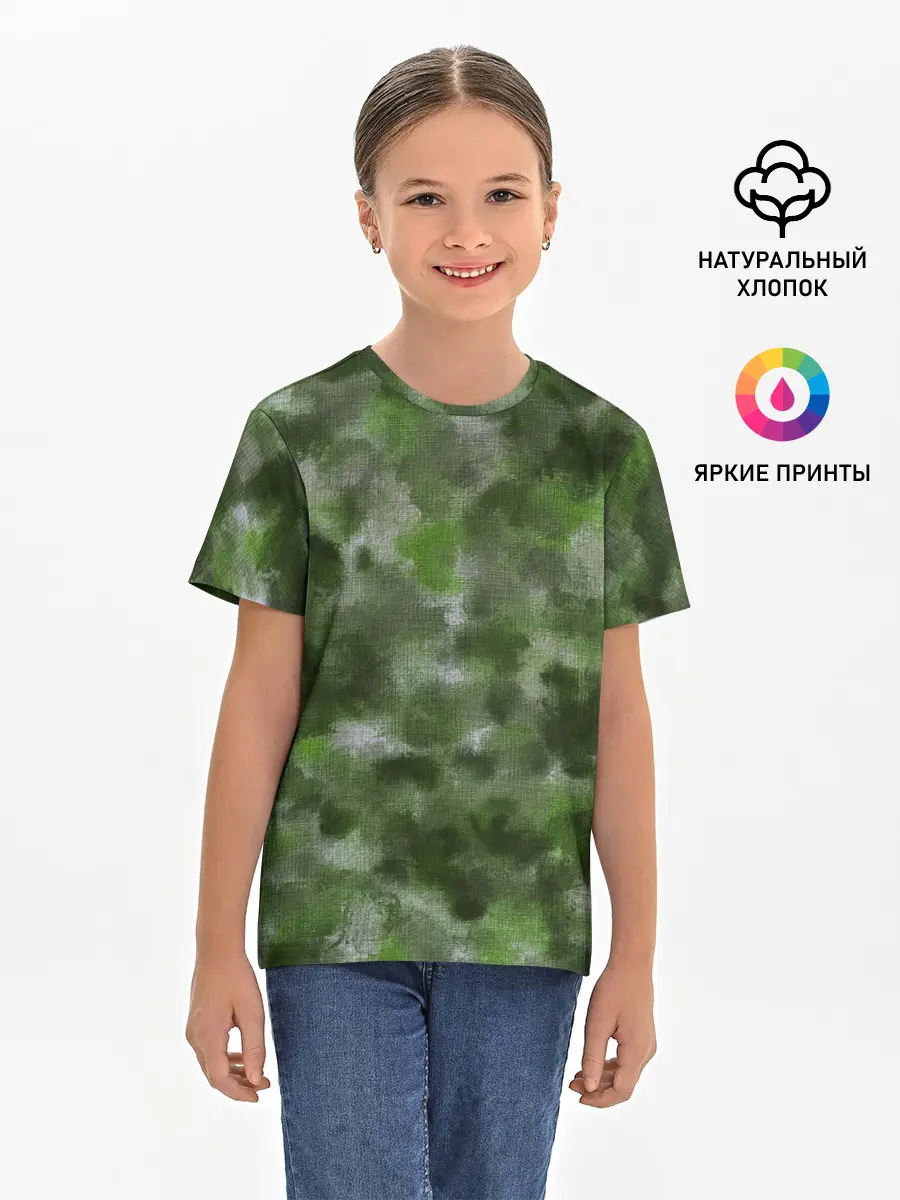 Детская базовая футболка / Canvas Green Camo