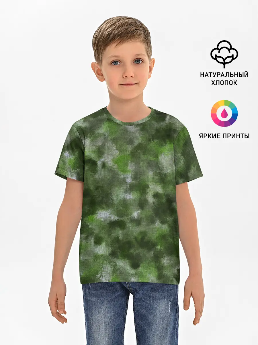 Детская базовая футболка / Canvas Green Camo