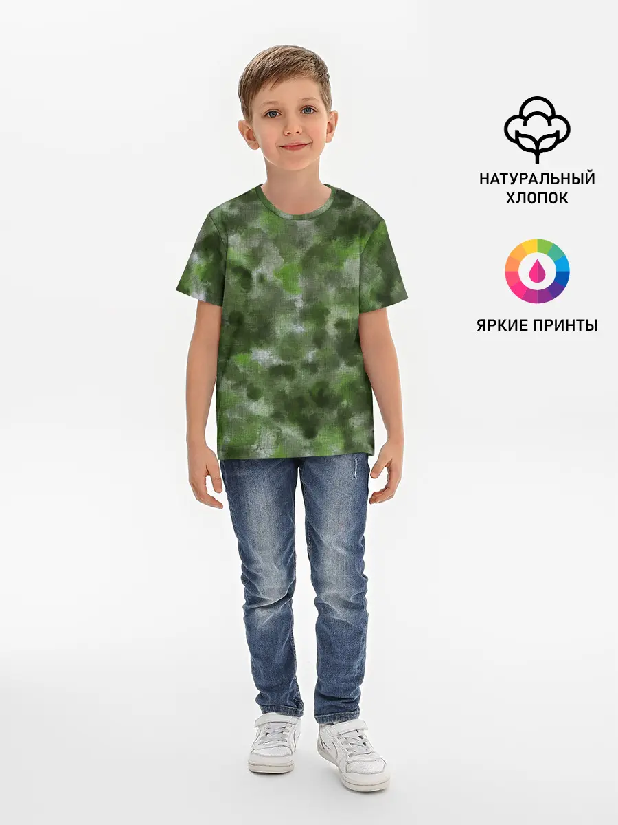 Детская базовая футболка / Canvas Green Camo