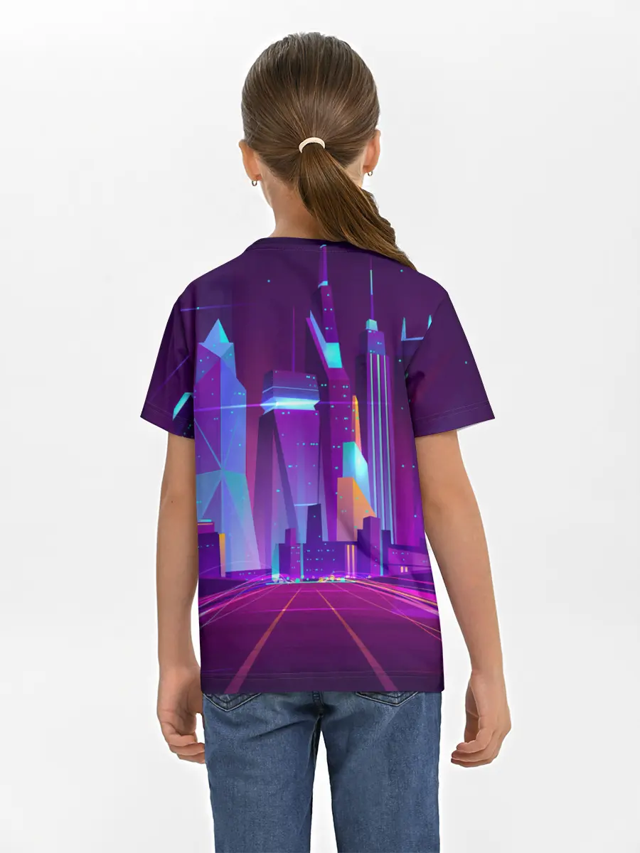 Детская базовая футболка / НЕОНОВЫЙ ГОРОД