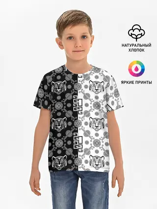 Детская базовая футболка / Тигры в китайском стиле