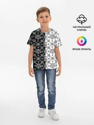 Детская базовая футболка / Тигры в китайском стиле