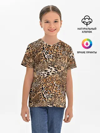 Детская базовая футболка / Леопард