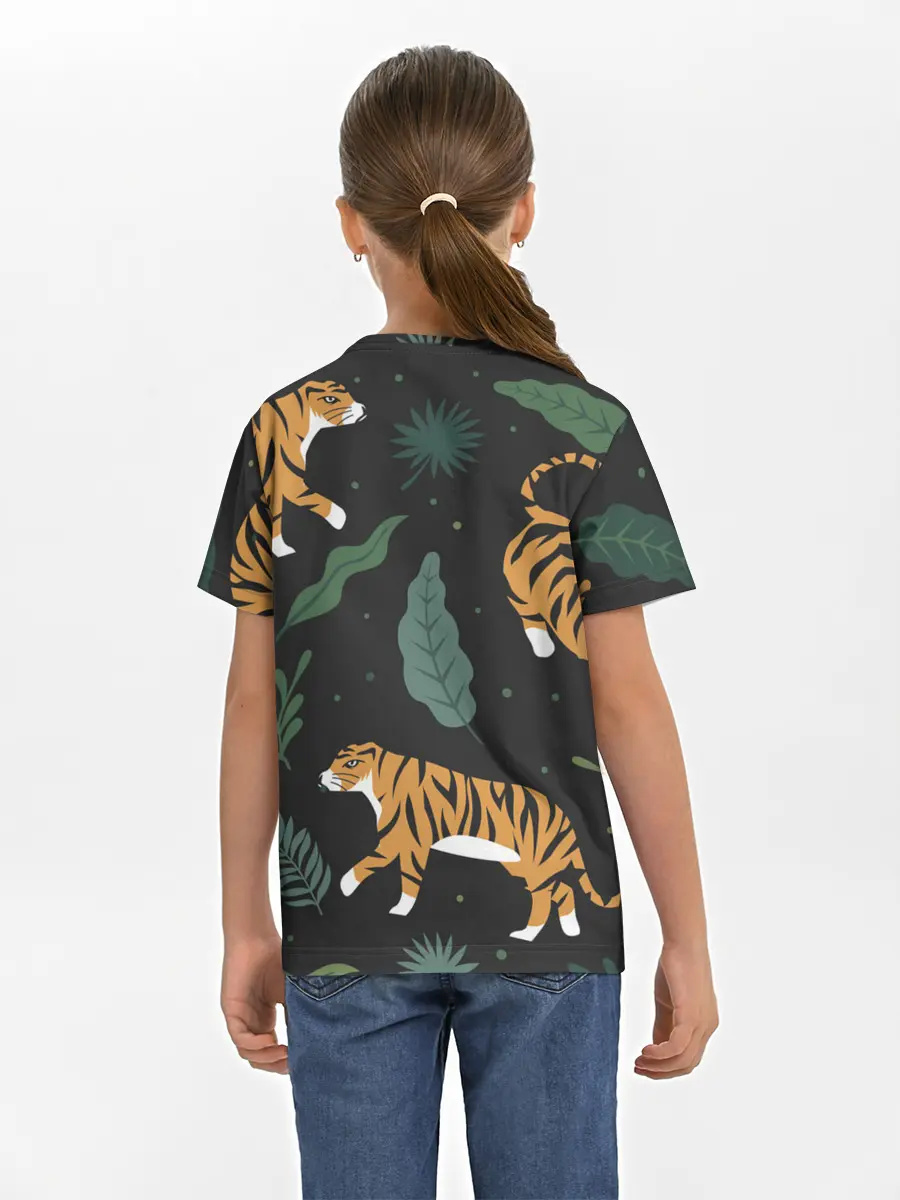 Детская базовая футболка / Тропический тигр