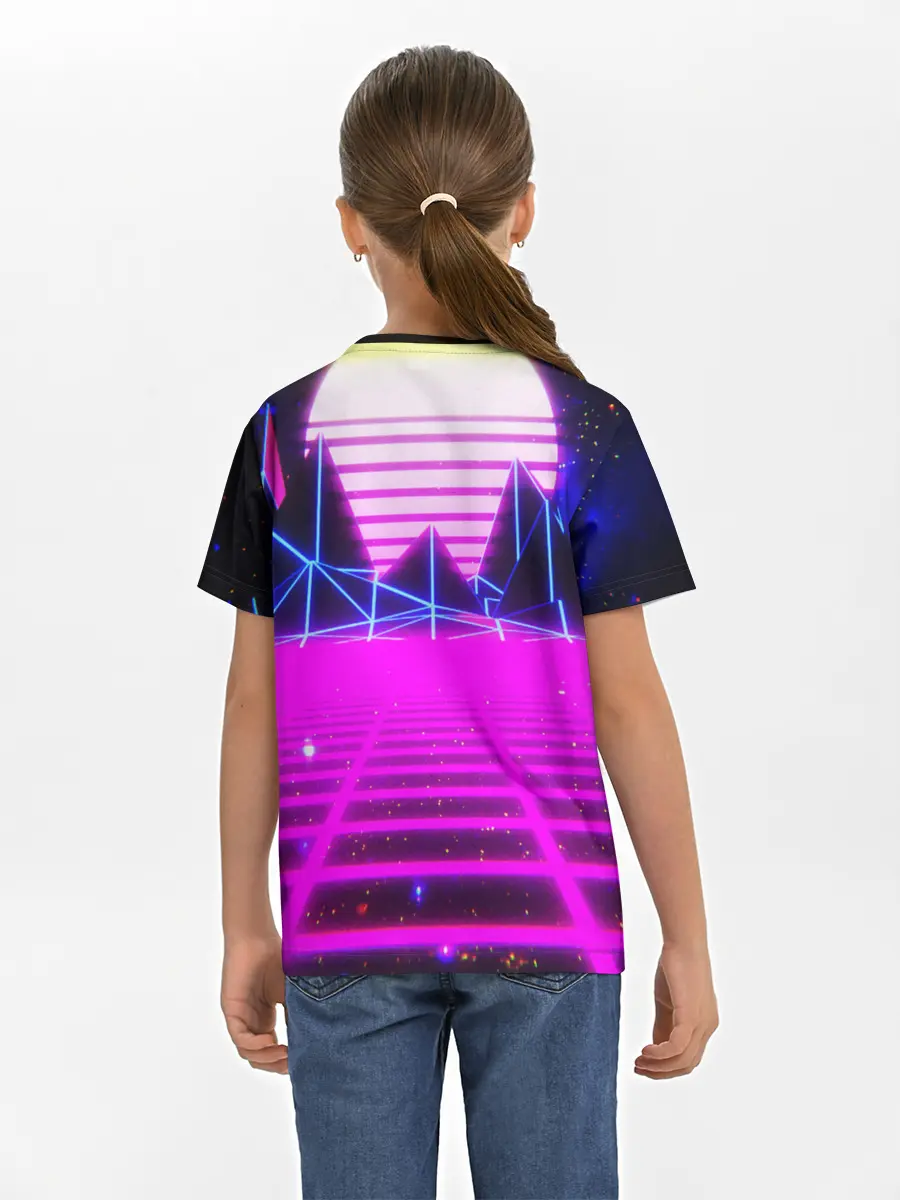 Детская базовая футболка / Ретро Стиль неон