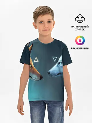 Детская базовая футболка / ЛИСА И ВОЛК