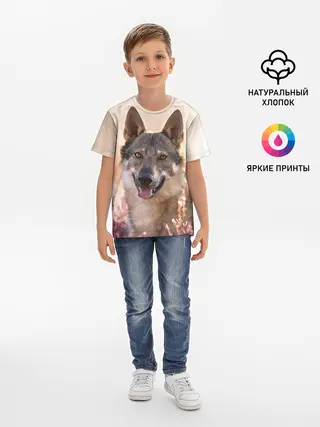 Детская базовая футболка / Красивый Волк