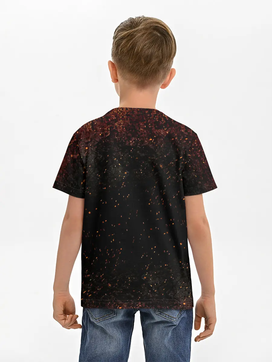 Детская базовая футболка / Сайтама в огне | One Punch-Man