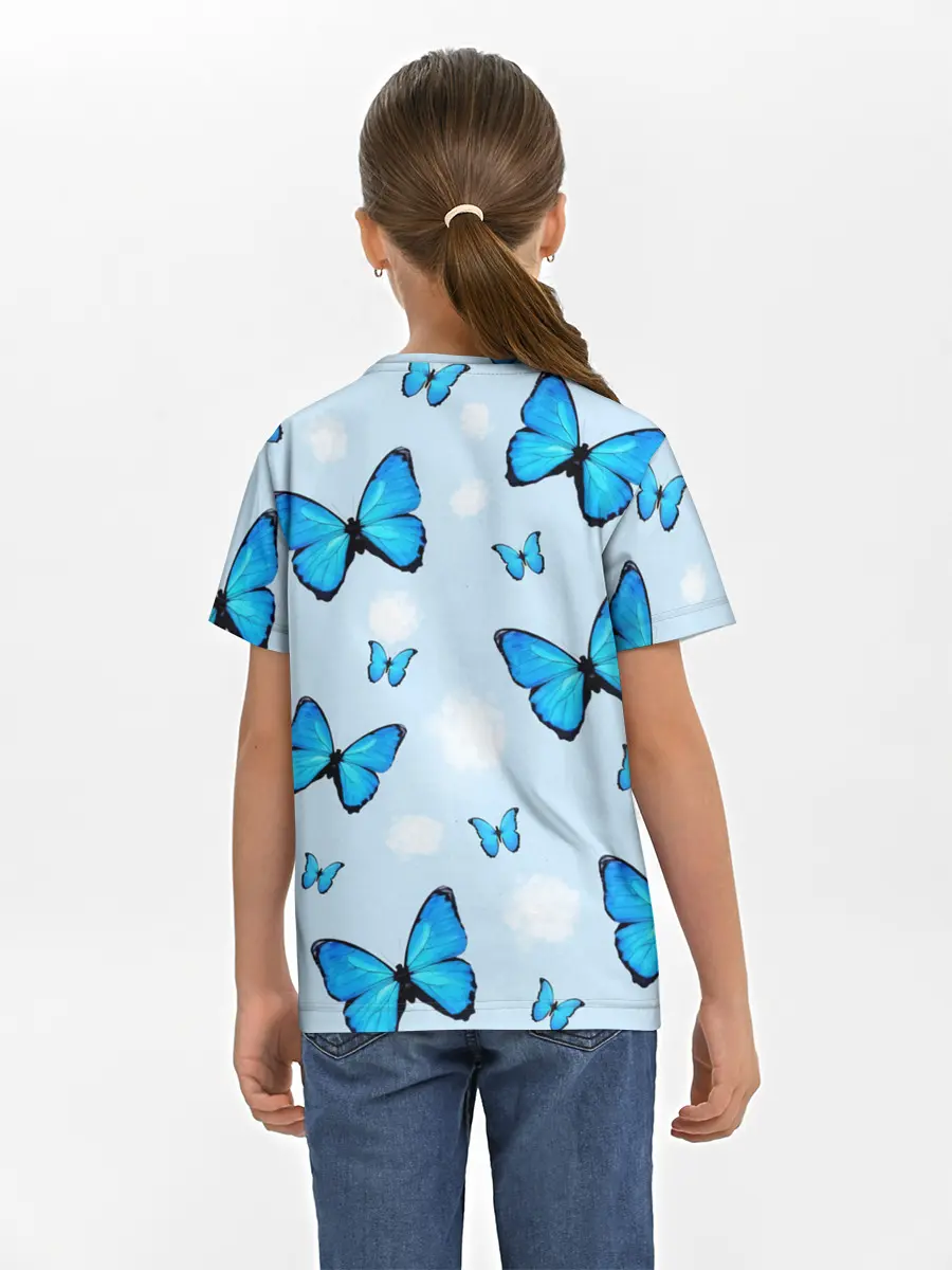 Детская базовая футболка / Бабочки с Облаками