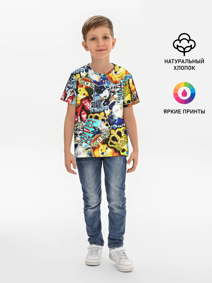 Детская базовая футболка / CS GO STICKERBOMBING