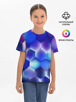 Детская базовая футболка / Синяя чешуя змеи