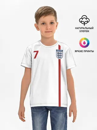 Детская базовая футболка / Дэвид Бекхэм Англия Ретро