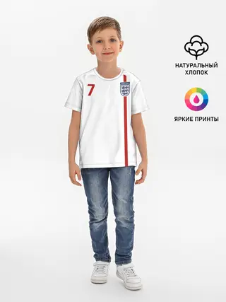 Детская базовая футболка / Дэвид Бекхэм Англия Ретро