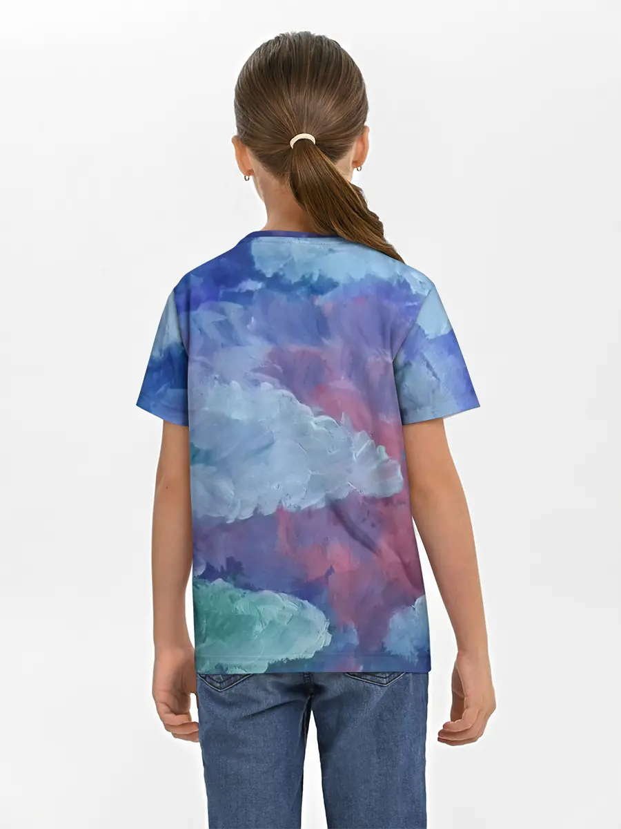 Детская базовая футболка / Гуашевые облака