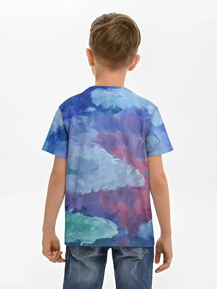 Детская базовая футболка / Гуашевые облака