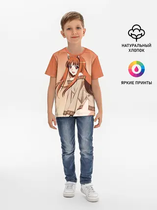 Детская базовая футболка / Милая аниме девочка-оборотень