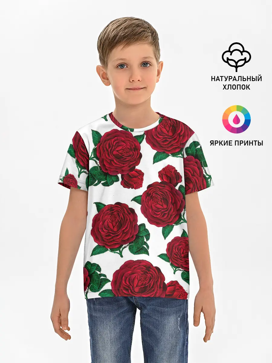 Детская базовая футболка / Винтажные розы