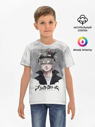 Детская базовая футболка / Аста и Секре Чёрный клевер