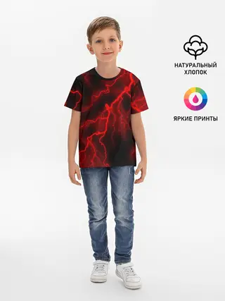 Детская базовая футболка / МОЛНИЯ RED NEON