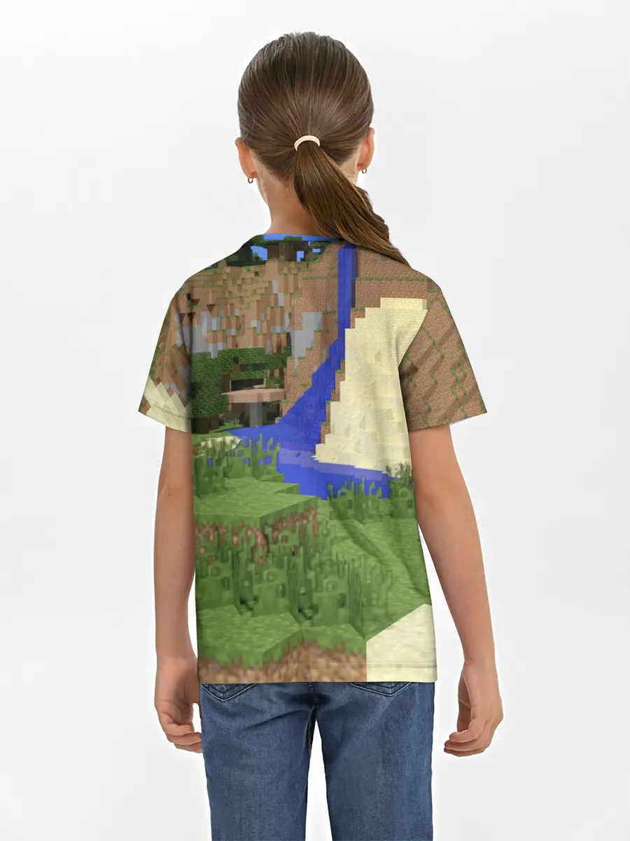 Детская базовая футболка / Стив и эндермен.