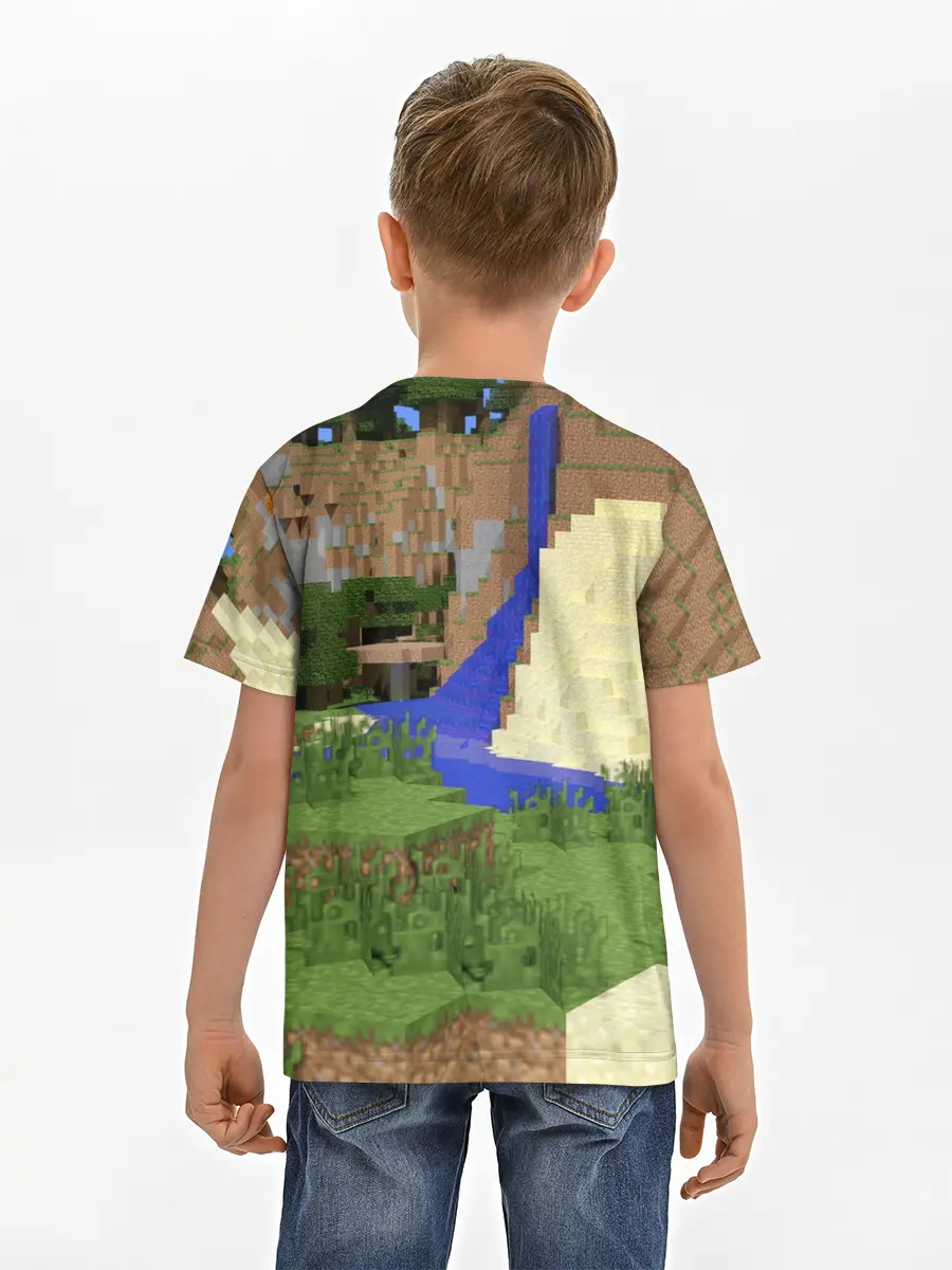 Детская базовая футболка / Стив и эндермен.