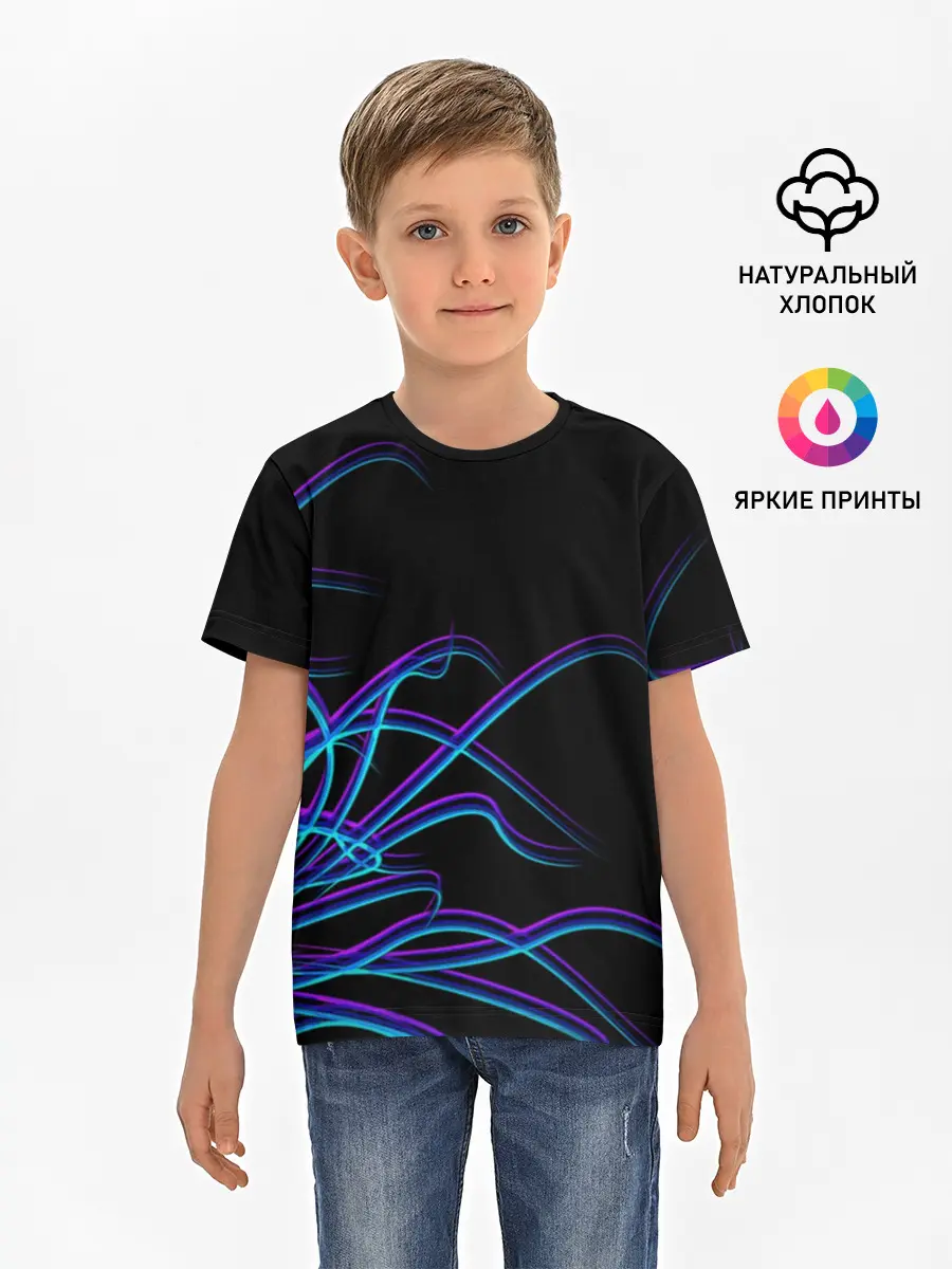Детская базовая футболка / Неоновые Щупальцы