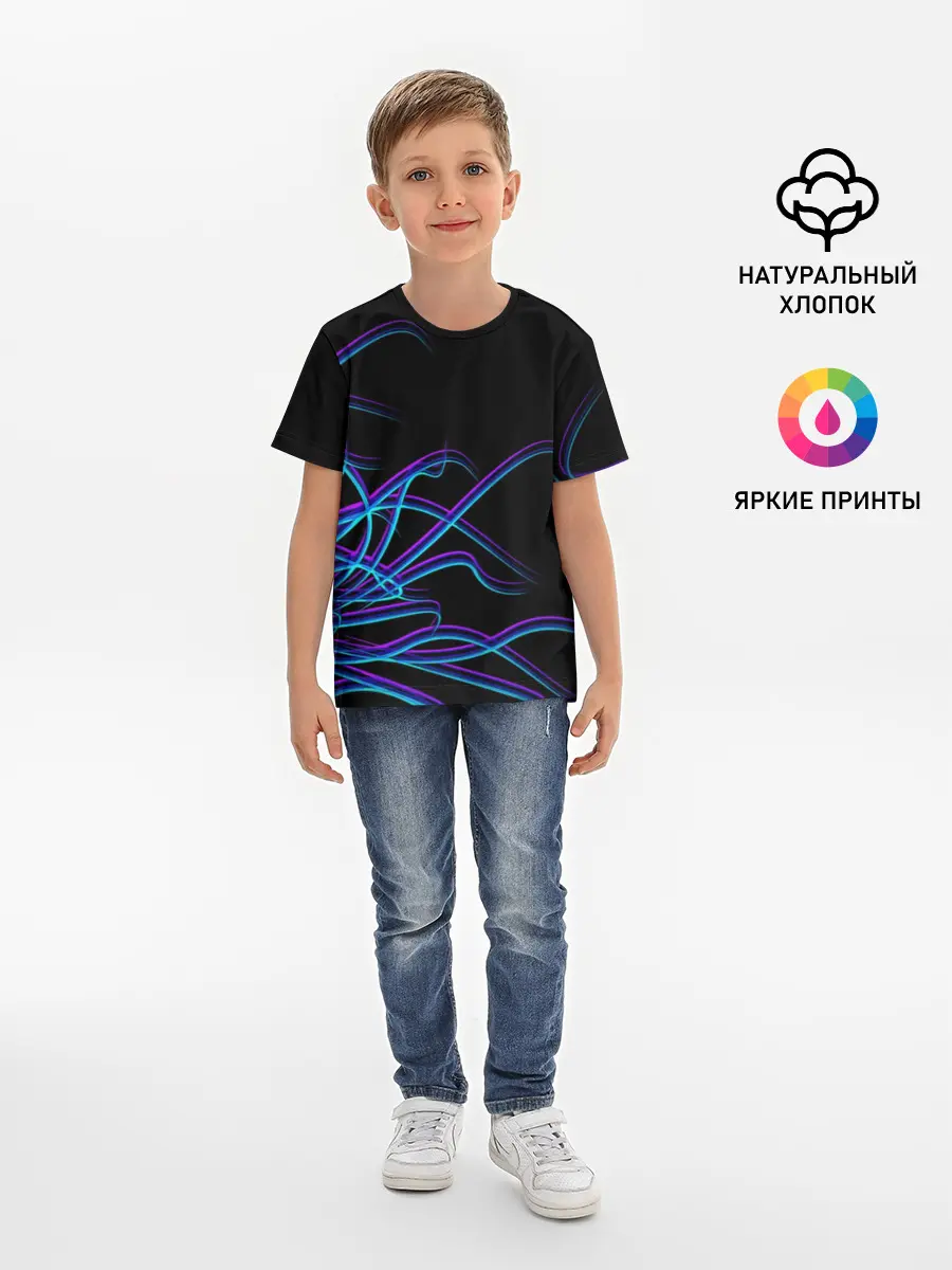 Детская базовая футболка / Неоновые Щупальцы