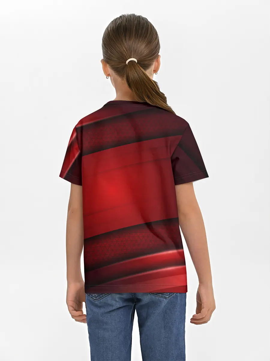 Детская базовая футболка / 3D red Абстрактные линии