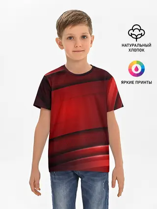 Детская базовая футболка / 3D red Абстрактные линии